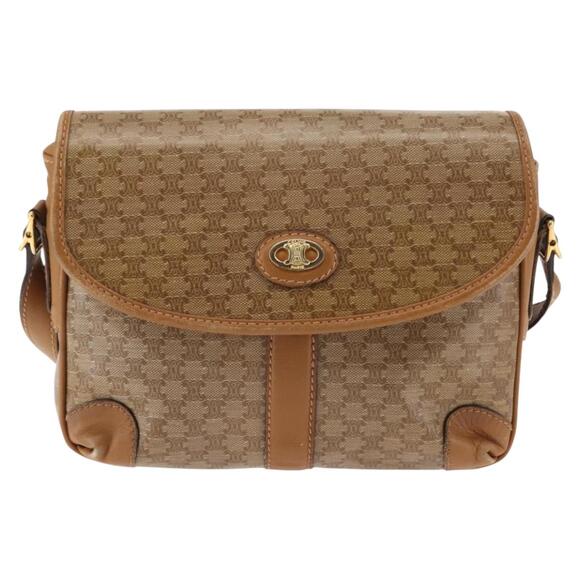 CELINE Macadam Canvas Shoulder Bag Pvc Beige Gold - Picture 2 of 13